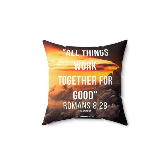 Romans 8:28 Suede Pillow