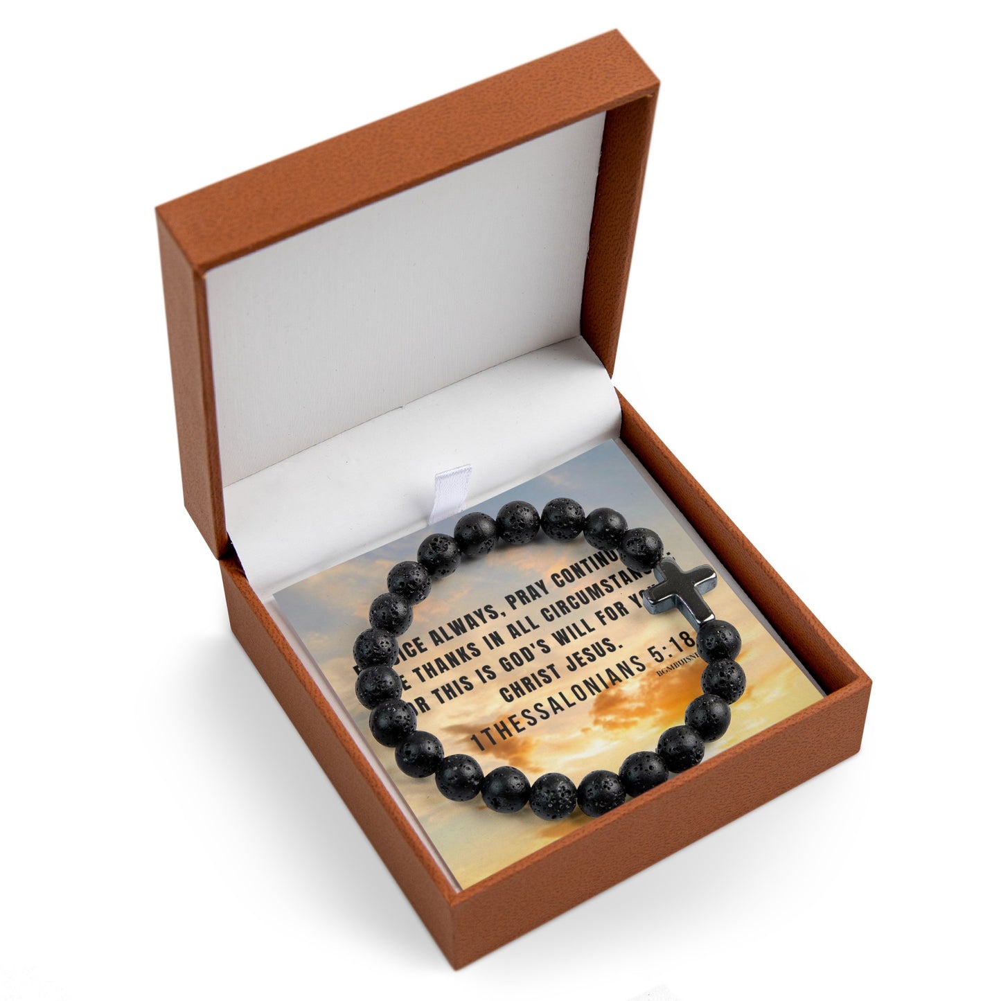 1Thessalonians 5:18 Cross Bead Bracelet